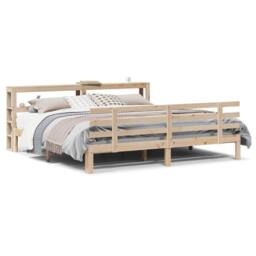 Berkfield Home Beautiful Bed Frame with Headboard without Mattress 200x200 cm in Natural - thumbnail 3