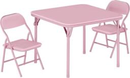 London Boutique 3PCS Kids Folding Table & Chair Set Dining Table &2 Upholstered Chairs in Pink - thumbnail 7