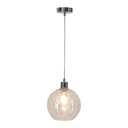 First Choice Lighting Set of 2 Barnum - Clear Dimple Glass Globe with Chrome Pendant Fitting - thumbnail 2
