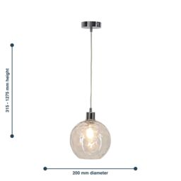First Choice Lighting Set of 2 Barnum - Clear Dimple Glass Globe with Chrome Pendant Fitting - thumbnail 8