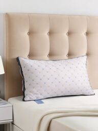 Living and Home Comfortable Pillow with Gold & Silver Geometric Embroidery in White