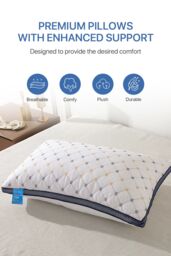 Living and Home Comfortable Pillow with Gold & Silver Geometric Embroidery in White - thumbnail 4