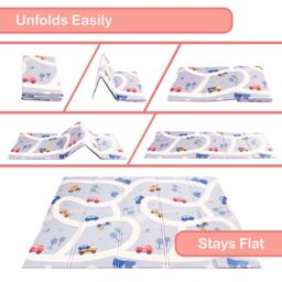 KandyToys Large Foldable Waterproof Baby Play Mat in Blue - thumbnail 4