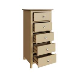 FWStyle Pair Of Putty Palma 5 Drawer Chest Of Drawers Ready Assembled in Beige - thumbnail 3