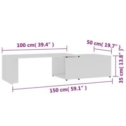 Berkfield Home Stylish Coffee Table White 150x50x35 cm Engineered Wood - Size: 150 x 50 x 35 cm - thumbnail 9