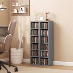 Nordara Set of 2 Light Grey CD DVD Storage Unit Media Shelf - Size: 100 cm x 15 cm - thumbnail 3