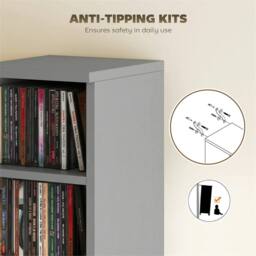 Nordara Set of 2 Light Grey CD DVD Storage Unit Media Shelf - Size: 100 cm x 15 cm - thumbnail 5