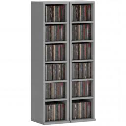 Nordara Set of 2 Light Grey CD DVD Storage Unit Media Shelf - Size: 100 cm x 15 cm - thumbnail 1