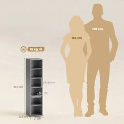 Nordara Set of 2 Light Grey CD DVD Storage Unit Media Shelf - Size: 100 cm x 15 cm - thumbnail 2
