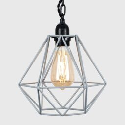 ValueLights Huber Black Industrial Wall Light With Grey Wire Pendant Shade - thumbnail 3
