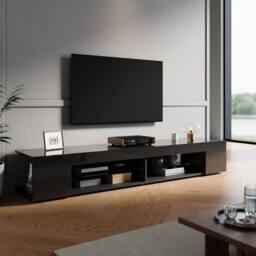 EONLION High Gloss Black 180cm TV Stand Cabinet - Size: 100 cm - thumbnail 5