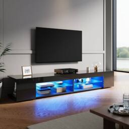 EONLION High Gloss Black 180cm TV Stand Cabinet - Size: 100 cm - thumbnail 1
