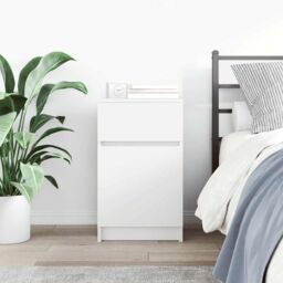 Berkfield Home Bedside Cabinet White 39x35x65 cm Engineered Wood - Size: 39 x 35 x 65 cm - thumbnail 3
