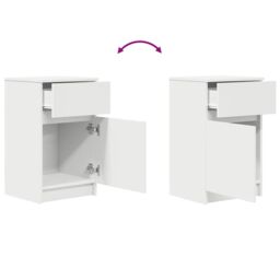 Berkfield Home Bedside Cabinet White 39x35x65 cm Engineered Wood - Size: 39 x 35 x 65 cm - thumbnail 9