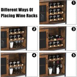 VOGREX Wine Bar Rack Cabinet with Detachable Wine Rack Storage Glass Holder - thumbnail 3