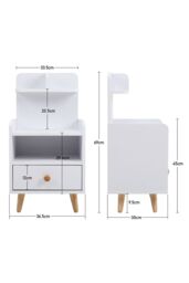 Living and Home One Drawer Wooden Bedside Table With Wooden Legs in White - thumbnail 6