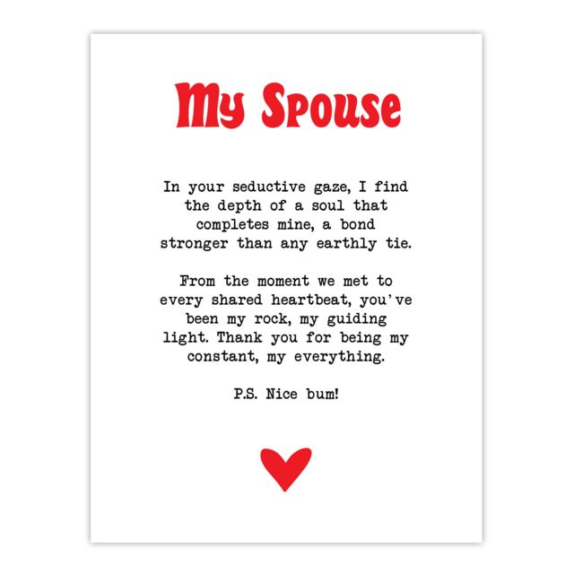 "Artery8 Love Poem My Everything Spouse Romantic Poetry Wall Art Print in White - Size: W24"" x H32""" - image 1