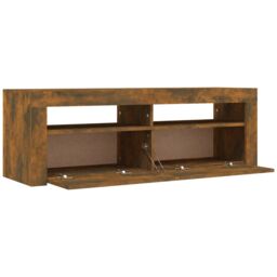 Berkfield Home TV Cabinet with LED Lights Smoked Oak 120x35x40 cm in Brown - Size: 120 x 35 x 40 cm - thumbnail 5