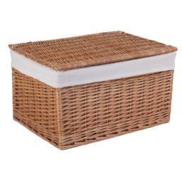 Red Hamper Wicker Light Steamed Cotton Lined Storage Basket in Brown - Size: Small - thumbnail 2