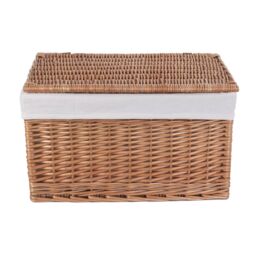 Red Hamper Wicker Light Steamed Cotton Lined Storage Basket in Brown - Size: Small - thumbnail 3