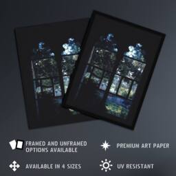 "Artery8 Cloister Hotel Vitro Stained Glass Margolies Wall Art Poster Print in Black - Size: W12"" x H16""" - thumbnail 2