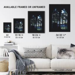 "Artery8 Cloister Hotel Vitro Stained Glass Margolies Wall Art Poster Print in Black - Size: W12"" x H16""" - thumbnail 3