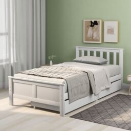 AKA 3ft Single Wooden Solid White Pine Storage Bed with Drawers Bed - thumbnail 1