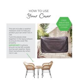 FurnitureboxUK Belize Wicker Style PE Rattan 2 Seat Outdoor Garden Bistro Table & Chairs Set, black metal hairpin legs in Grey - thumbnail 8