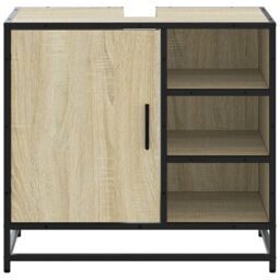 Berkfield Home Bathroom Sink Cabinet Sonoma Oak 65x33x60 cm Engineered Wood in Brown - Size: 65 x 33 x 60 cm - thumbnail 5