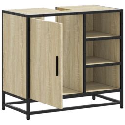 Berkfield Home Bathroom Sink Cabinet Sonoma Oak 65x33x60 cm Engineered Wood in Brown - Size: 65 x 33 x 60 cm - thumbnail 6