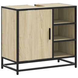 Berkfield Home Bathroom Sink Cabinet Sonoma Oak 65x33x60 cm Engineered Wood in Brown - Size: 65 x 33 x 60 cm - thumbnail 2