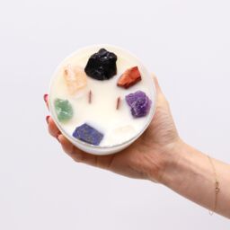 KDMD Large Chakra Crystal Candles - Seven Charkra in Brown - thumbnail 4