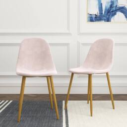 KORVIXA 2‑Pcs Pink Velvet Modern Designer Dining Chairs Pair Kitchen Seat - Size: 100 cm x 100 cm - thumbnail 3