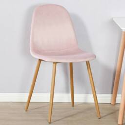 KORVIXA 2‑Pcs Pink Velvet Modern Designer Dining Chairs Pair Kitchen Seat - Size: 100 cm x 100 cm - thumbnail 4
