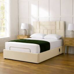 PARADISE BEDS LTD Electric Adjustable Panel Mobility Bed with Headboard & Mattress in Cream - Size: Super King