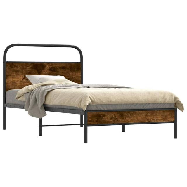 Berkfield Home Bed Frame Without Mattress 90x190 cm Smoked Oak Engineered Wood in Brown - image 1
