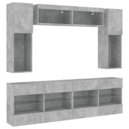 Berkfield Home 6 Piece TV Wall Cabinet Set with LED Lights Concrete Grey - thumbnail 3