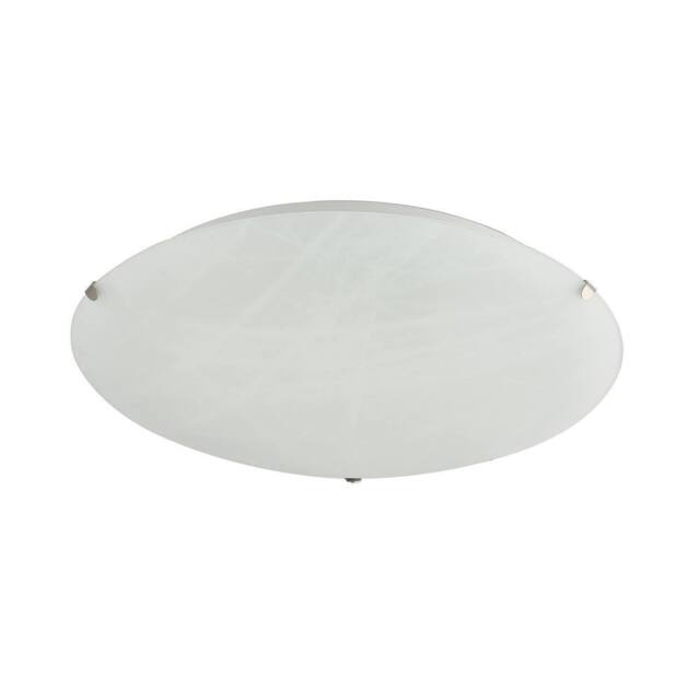 Happy Homewares Traditional White Alabaster Circular Glass IP20 Flush Ceiling Light Fitting - Size: 12 inches - image 1