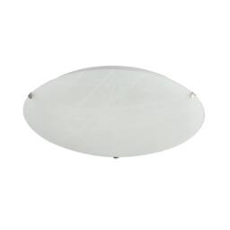 Happy Homewares Traditional White Alabaster Circular Glass IP20 Flush Ceiling Light Fitting - Size: 12 inches - thumbnail 1