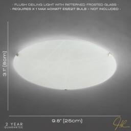 Happy Homewares Traditional White Alabaster Circular Glass IP20 Flush Ceiling Light Fitting - Size: 12 inches - thumbnail 4