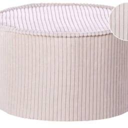Wyld and Coco Round Pouffe Light Beige Cotton 40 x 25 Corduroy-Style - thumbnail 2