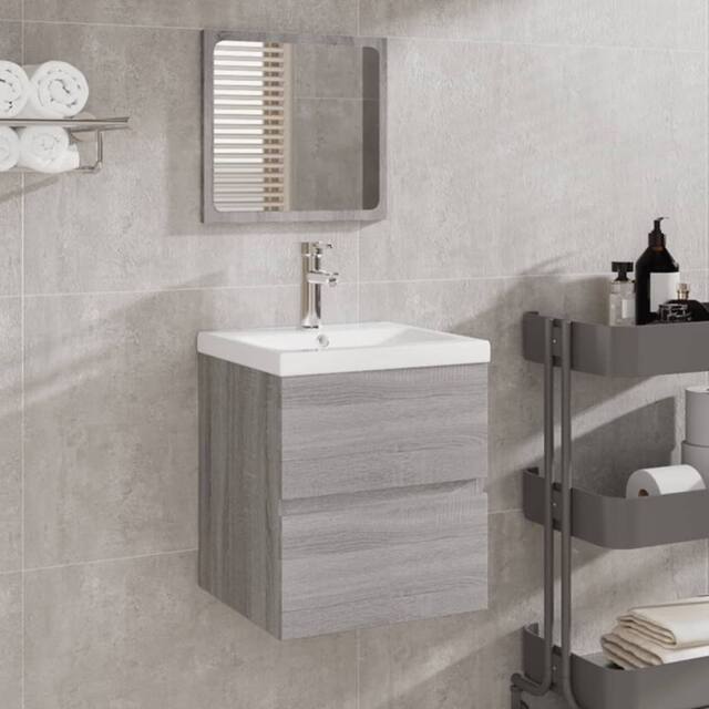 Berkfield Home Bathroom Cabinet with Mirror Grey Sonoma Engineered Wood - image 1