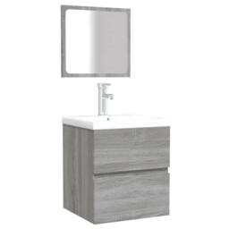 Berkfield Home Bathroom Cabinet with Mirror Grey Sonoma Engineered Wood - thumbnail 4