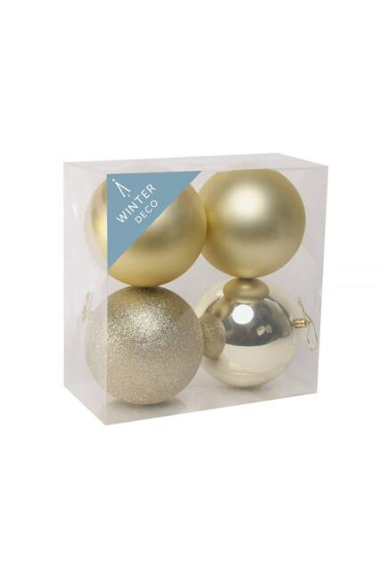 KDMD Champagne Shatterproof Baubles 12cm 4 Pack in Gold - image 1