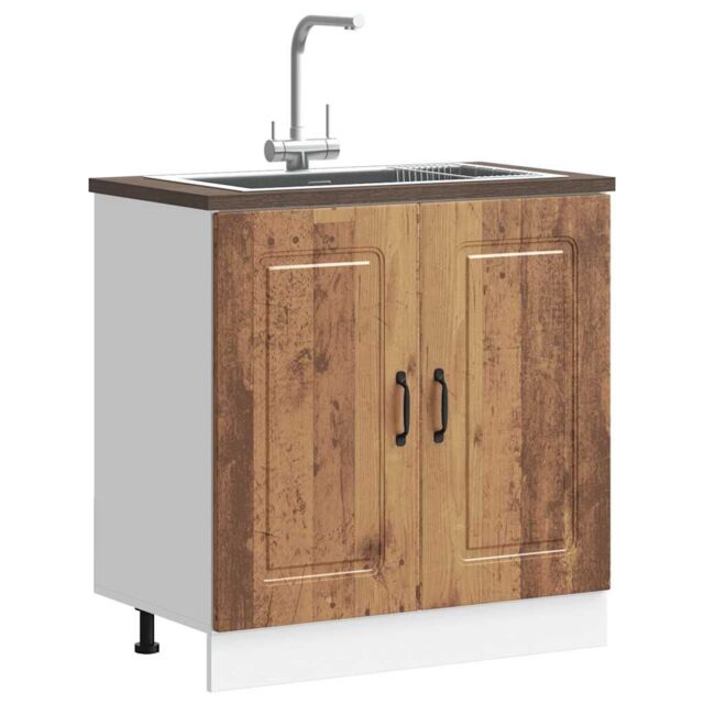 Berkfield Home Sink Base Cabinet Kalmar Old Wood 80x46x81.5 cm Engineered Wood in Brown - image 1