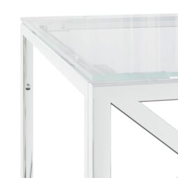 Berkfield Home Coffee Table 110x45x45 cm Stainless Steel & Glass in Silver - Size: 110 x 45 x 45 cm - thumbnail 5