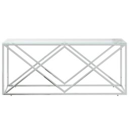 Berkfield Home Coffee Table 110x45x45 cm Stainless Steel & Glass in Silver - Size: 110 x 45 x 45 cm - thumbnail 3