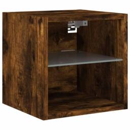 Berkfield Home TV Wall Cabinet with LED Lights Smoked Oak 30x28.5x30 cm in Brown - thumbnail 7
