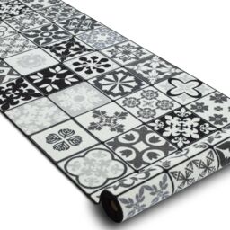 RugsX Anti-Slip Azulejo Runner in Grey - Size: 80 cm x 260 cm - thumbnail 2