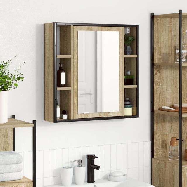 Berkfield Home Bathroom Vanity Unit Light Oak Particle Board Medium Storage in Beige - image 1